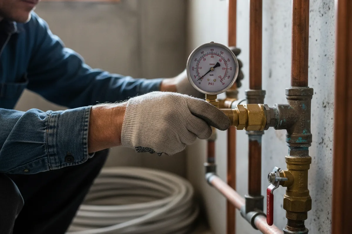 Pressure testing a repaired line during Water Line Repair in Saint Peters